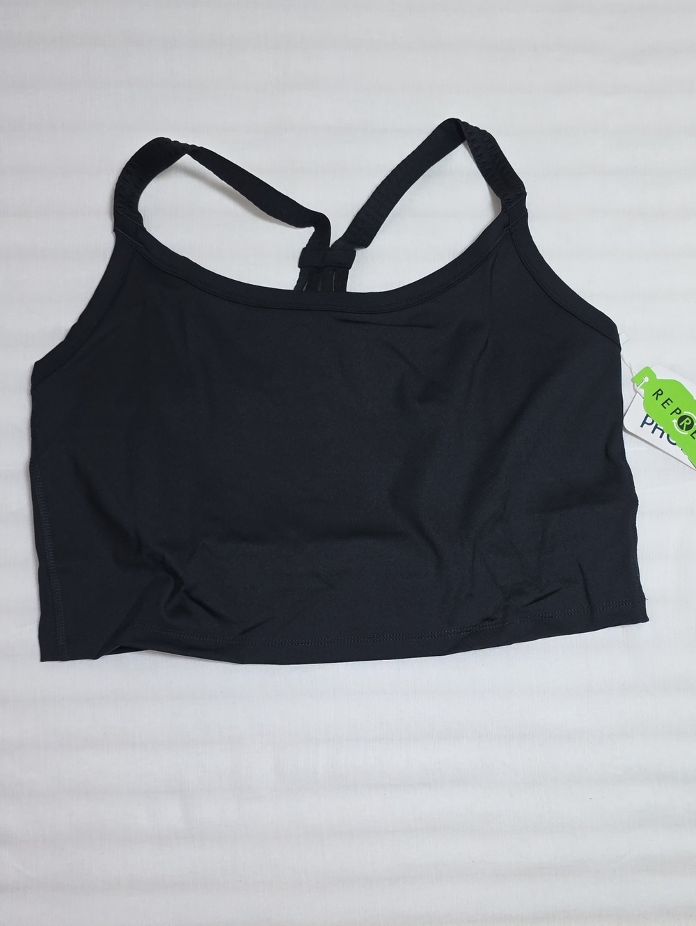 0709 Phoenix Black Racerback Crop Sports Bra; 2X